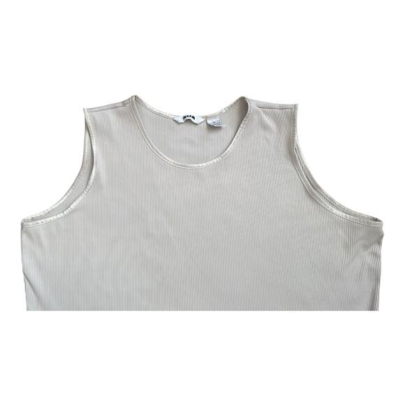 ALIA Womens Plus Size 3X Beige Polyester Rib Sleeveless Stretch Tank Top Shirt - Picture 3 of 4